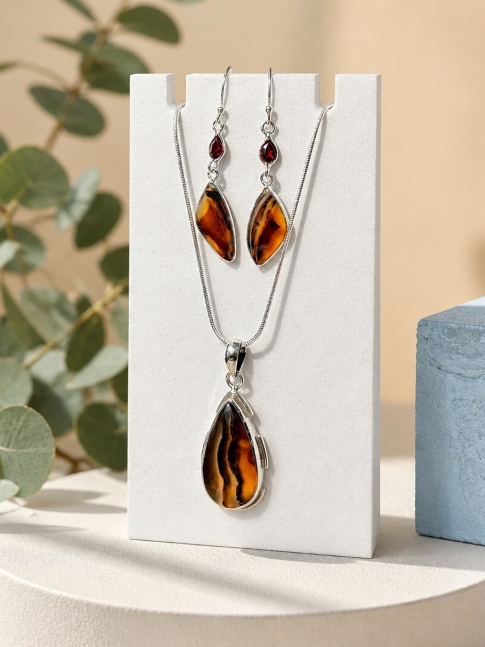 Montana Agate Necklace & Earring SET!
